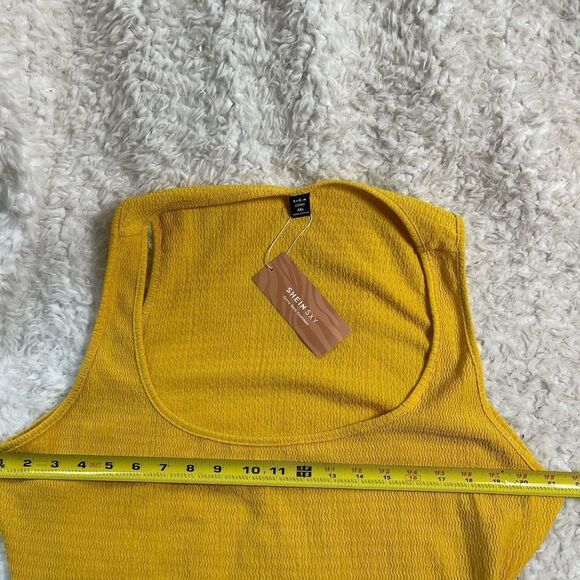 NWT SHEIN SXY Curve Yellow Rib stretchy cut out back sleeveless maxi dress SZ4XL - Picture 9 of 12